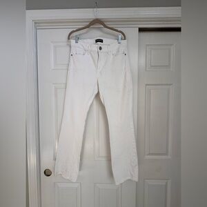 Express Barely Boot Mid Rise Jeans in White 10 short